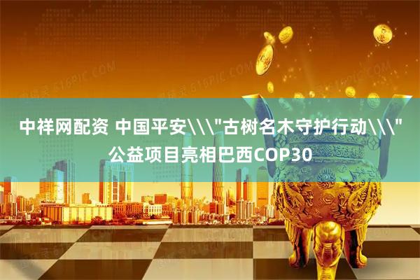 中祥网配资 中国平安\＂古树名木守护行动\＂公益项目亮相巴西COP30