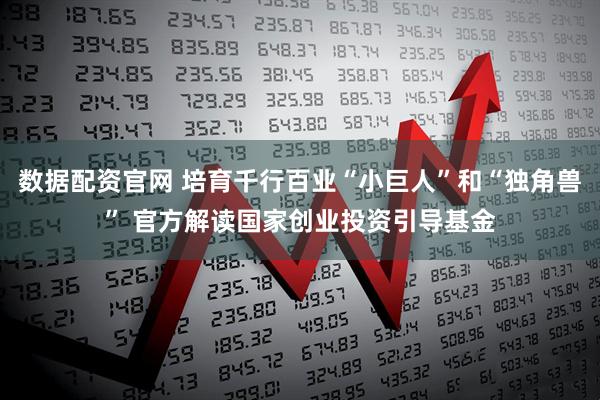 数据配资官网 培育千行百业“小巨人”和“独角兽” 官方解读国家创业投资引导基金